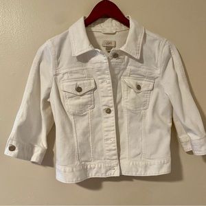 Ann Taylor LOFT White 3/4 Sleeve Denim Jacket Size 6